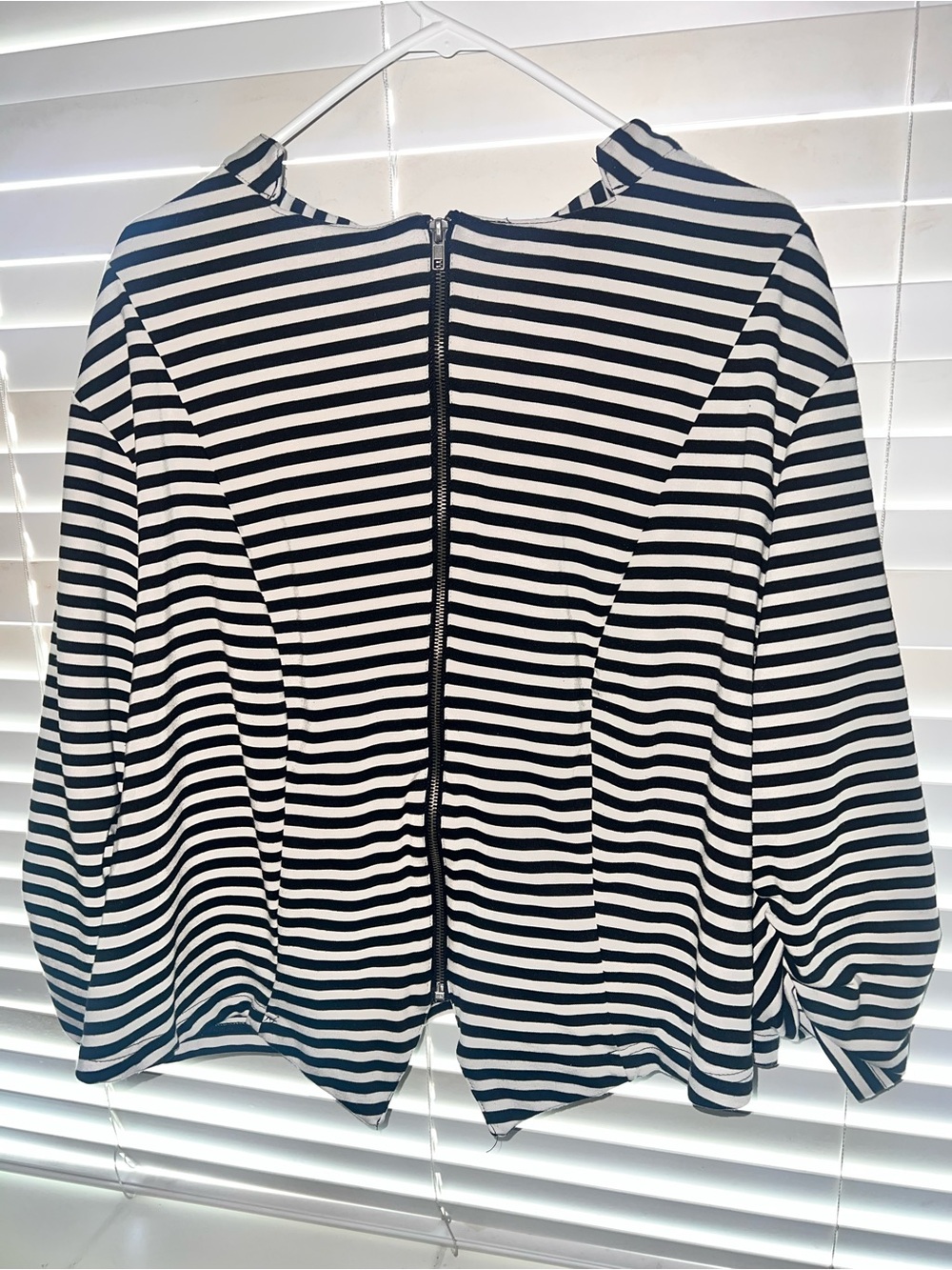 torrid Black and White Striped Zip-Back Top